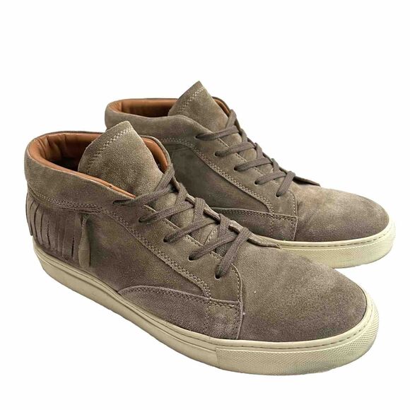 John Varvatos 315 FRINGED SUEDE MID TOP SNEAKER IN RYE SUEDE Size 11